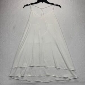 True Light White Layered slip Dress Sleeveless Open Back Casual Flowy Size L